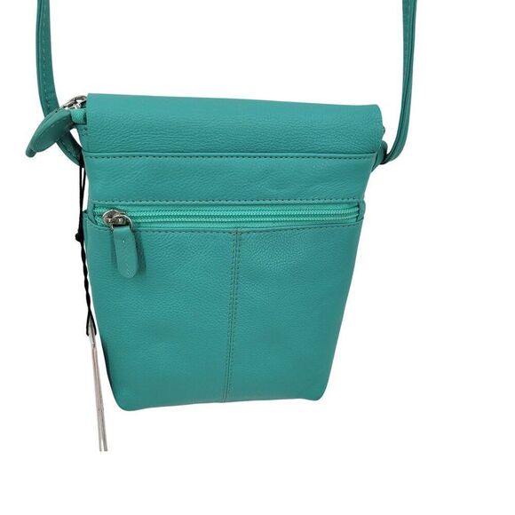 ILI New York Leather Crossbody Bag 6647 TRQ Adjustable Strap Mini Sac Mint Blue - Picture 6 of 13